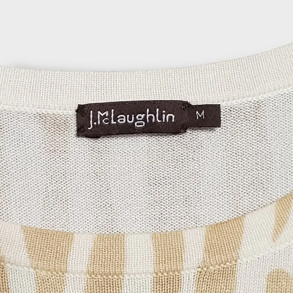 J. Mclaughlin Modal Stretch Zebra‎ Print Sweater Lightweight Tan Cream Medium